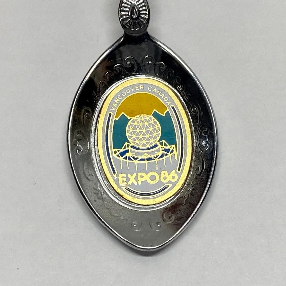 Vintage Expo 86 Vancouver Canada Travel Souvenir Collectible Silvertone Spoon